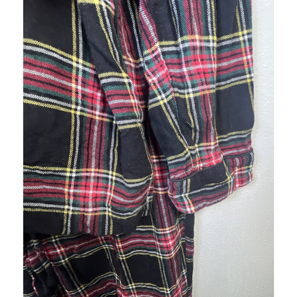 J crew Flannel Pajama Set Mens large Plaid Cotton Black red PJ button up holiday - Picture 3 of 16